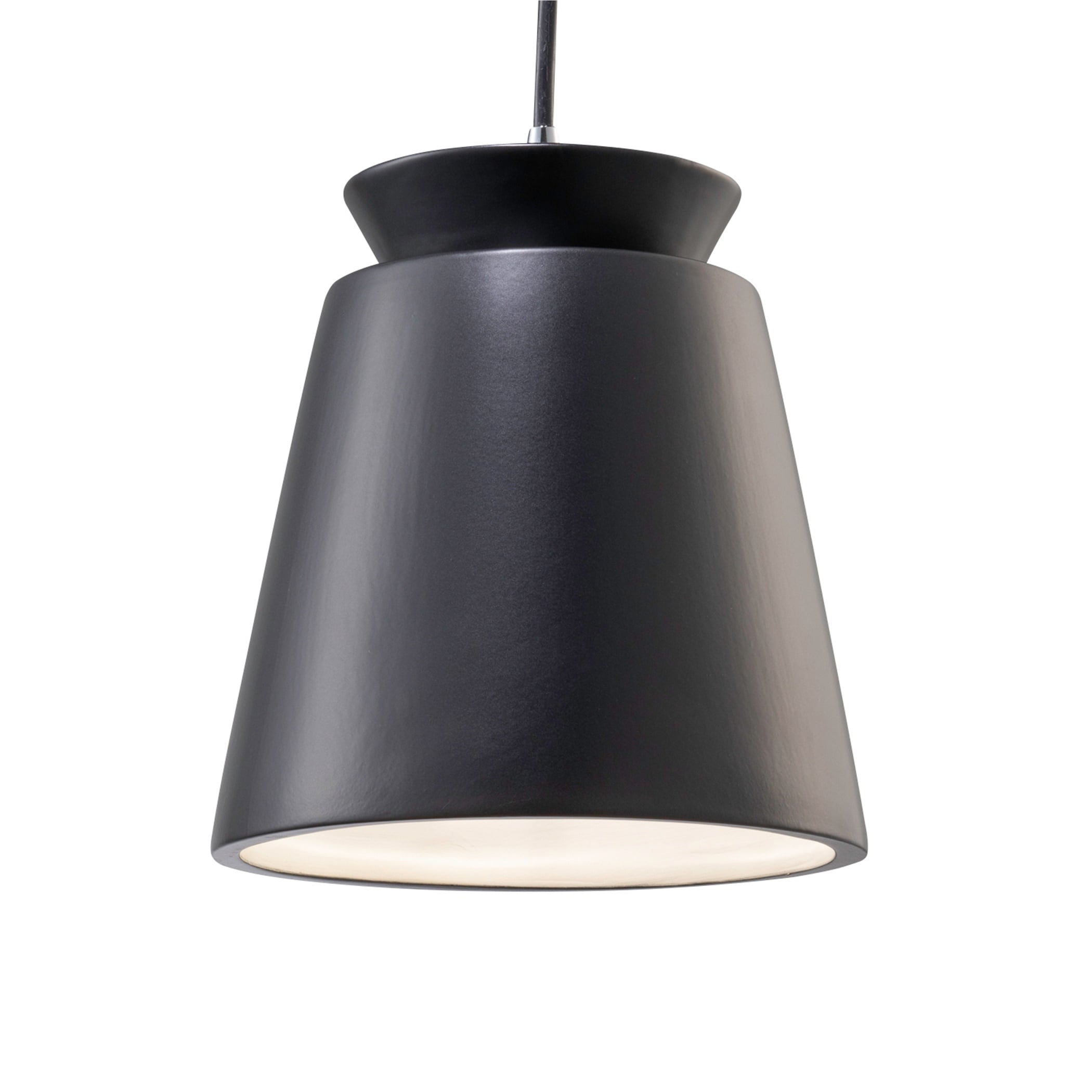 Justice Design Radiance Polished Chrome Trapezoid Small Ceramic Pendant With Carbon Matte Black Shade
