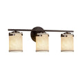 Justice Design Group Textile Atlas 3 Light Dark Bronze Bath Bar Cream Cylinder Flat Rim Shade