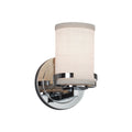 Justice Design Group Textile Atlas 1 Light Polished Chrome Wall Sconce White Cylinder Flat Rim Shade
