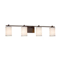 Justice Design Group Textile Era 4 Light Dark Bronze Bath Bar White Cylinder Flat Rim Shade