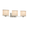 Justice Design Group Textile Era 3 Light Brushed Nickel Bath Bar Cream Oval Shade