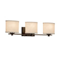Justice Design Group Textile Era 3 Light Dark Bronze Bath Bar Cream Oval Shade