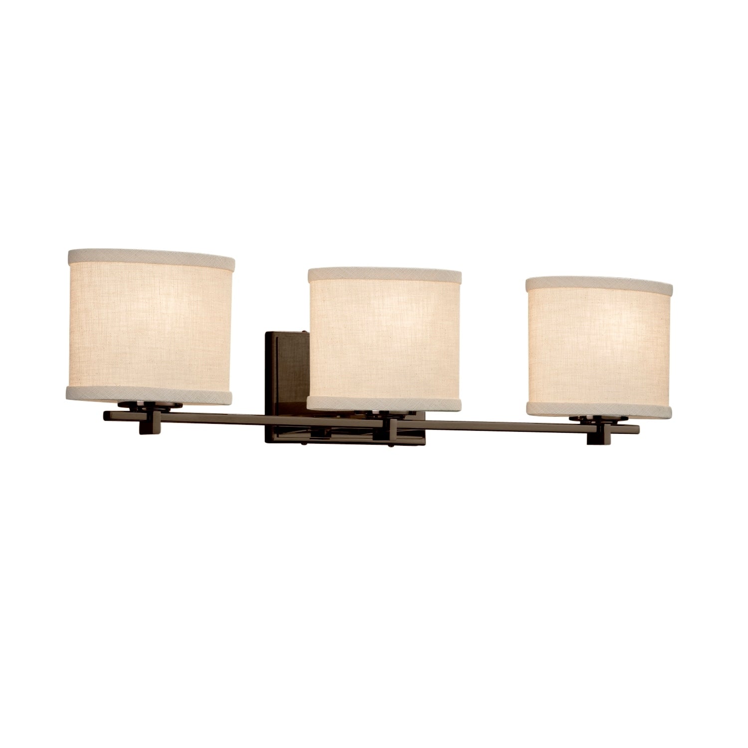 Justice Design Group Textile Era 3 Light Dark Bronze Bath Bar Cream Oval Shade