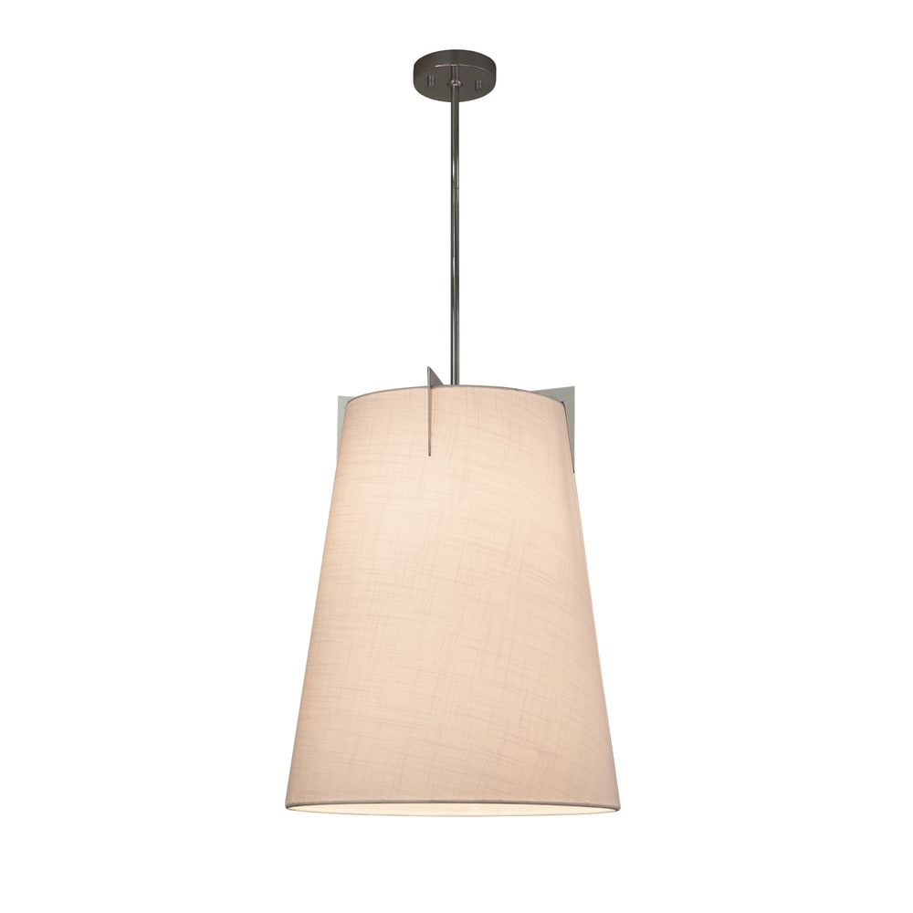 Justice Design Textile Midtown 2 Light Brushed Nickel Pendant White Shade