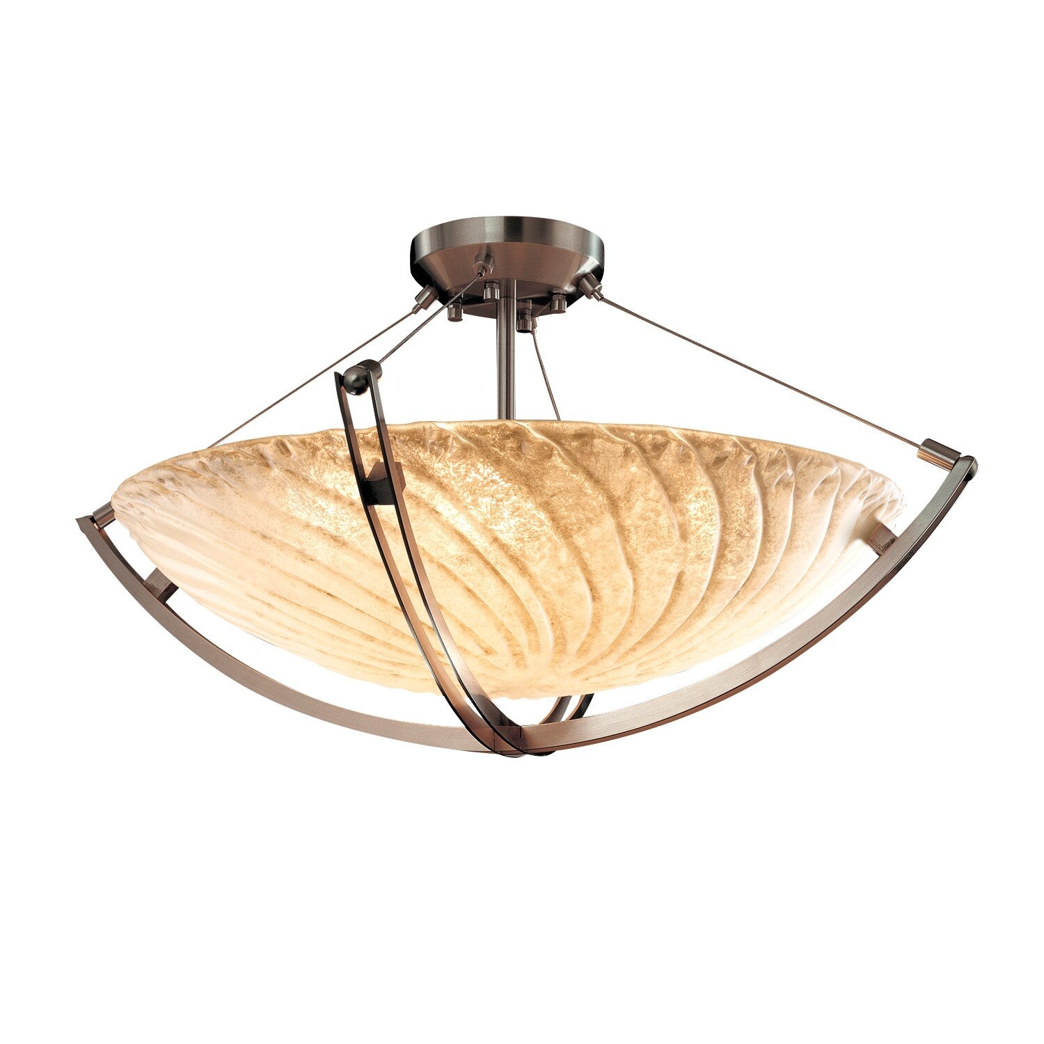 Justice Design Veneto Luce Crossbar Brushed Nickel 6 Light Pendant Silver