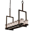 Justice Design Veneto Luce Dakota Dark Bronze 14 Light Chandelier Tall White Frosted Cylinder With Rippled Rim Shade
