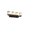Justice Design Veneto Luce Dakota Dark Bronze 4 Light Bath Bar White Frosted Cylinder With Rippled Rim Shade