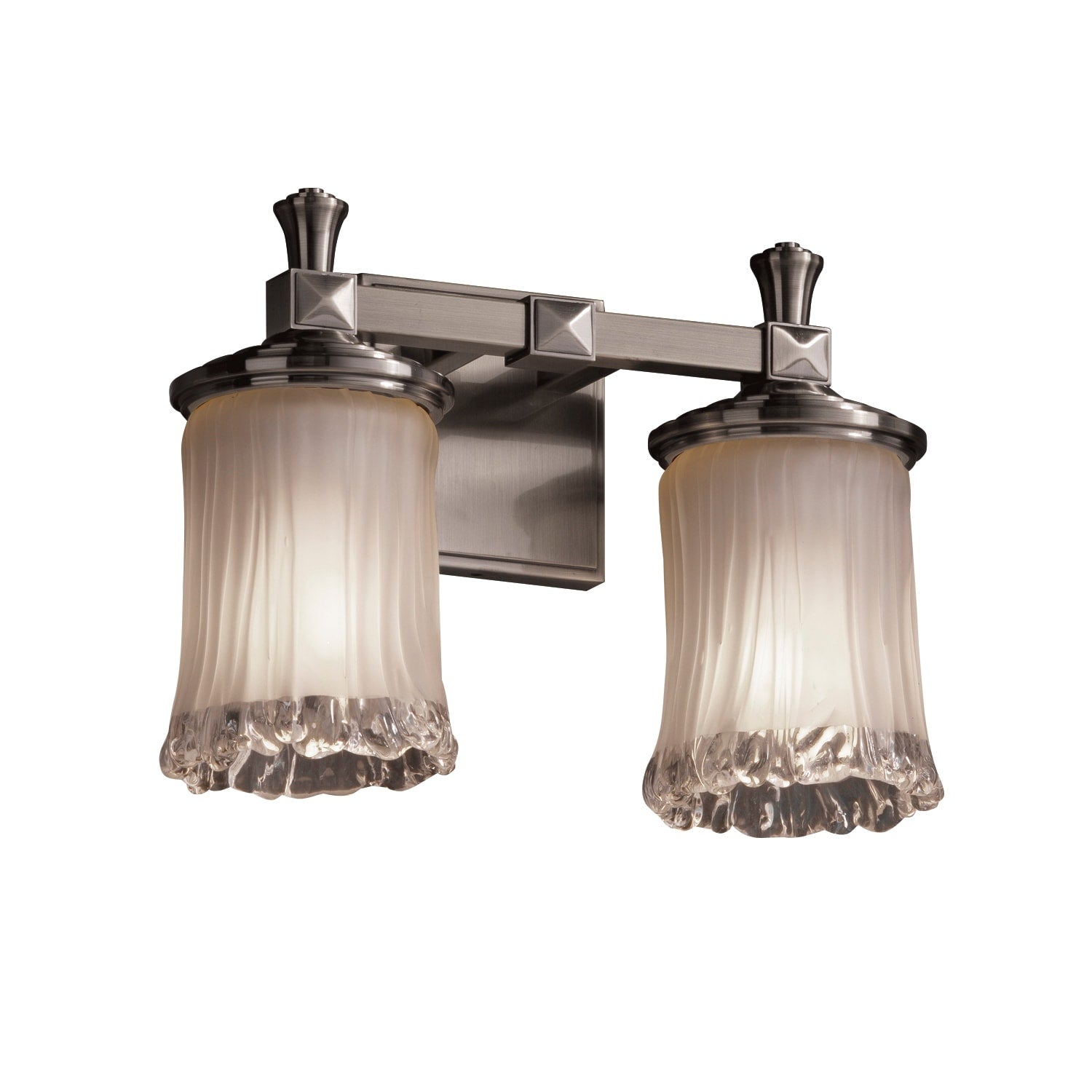Justice Design Veneto Luce Deco Brushed Nickel 2 Light Bath Bar