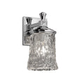 Justice Design Group Veneto Luce Deco 1 Light Polished Chrome Wall Sconce Clear Textured Cylinder Rippled Rim Shade