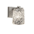 Justice Design Group Veneto Luce Era 1 Light Brushed Nickel Wall Sconce Clear Textured Cylinder Rippled Rim Shade