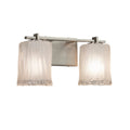 Justice Design Group Veneto Luce Era 2 Light Brushed Nickel Bath Bar White Frosted Square Rippled Rim Shade