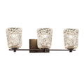 Justice Design Group Veneto Luce Era 3 Light Dark Bronze Bath Bar Clear Textured Cylinder Rippled Rim Shade