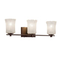 Justice Design Group Veneto Luce Era 3 Light Dark Bronze Bath Bar Whitewash Cylinder Rippled Rim Shade