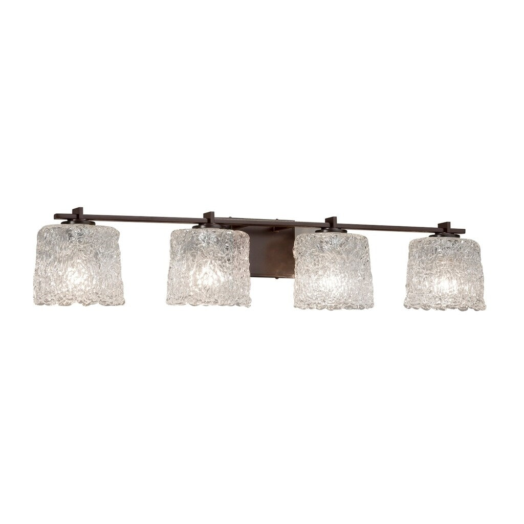 Justice Design Group Veneto Luce Era 4 Light Dark Bronze Bath Bar Lace Oval Shade