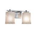 Justice Design Group Veneto Luce Era 2 Light Polished Chrome Bath Bar White Frosted Square Rippled Rim Shade