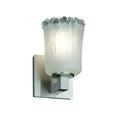 Justice Design Group Veneto Luce Modular 1 Light Brushed Nickel Wall Sconce White Frosted Cylinder Rippled Rim Shade