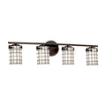 Justice Design Group Wire Glass Atlas 4 Light Dark Bronze Bath Bar Grid With Opal Cylinder Flat Rim Shade