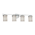 Justice Design Group Wire Glass Atlas 4 Light Polished Chrome Bath Bar Grid With Opal Cylinder Flat Rim Shade
