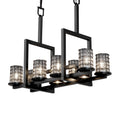 Justice Design Wire Glass Dakota Matte Black 8 Up And 3 Downlight Chandelier Clear Bubbles Cylinder Flat Rim Shade Grid Cage