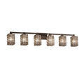 Justice Design Group Wire Glass Regency 6 Light Dark Bronze Bath Bar Grid With Clear Bubbles Square Flat Rim Shade