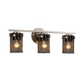 Justice Design Group Wire Mesh Atlas 3 Light Brushed Nickel Bath Bar Cylinder Flat Rim Shade