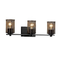 Justice Design Group Wire Mesh Era 3 Light Matte Black Bath Bar Cylinder Flat Rim Shade