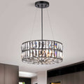 Justina Antique Black Crystal Glass Prism 4 Light Chandelier