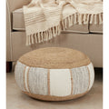 Jute And Cotton Pouf With Woven Design