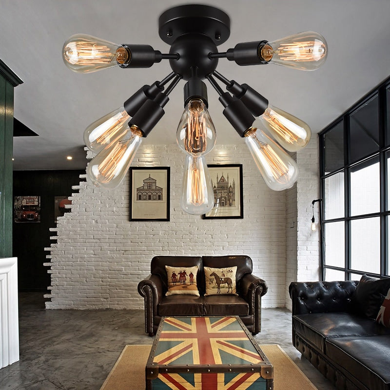 Juvan Antique Bronze Edison Bulbs 8 Light Ceiling Light