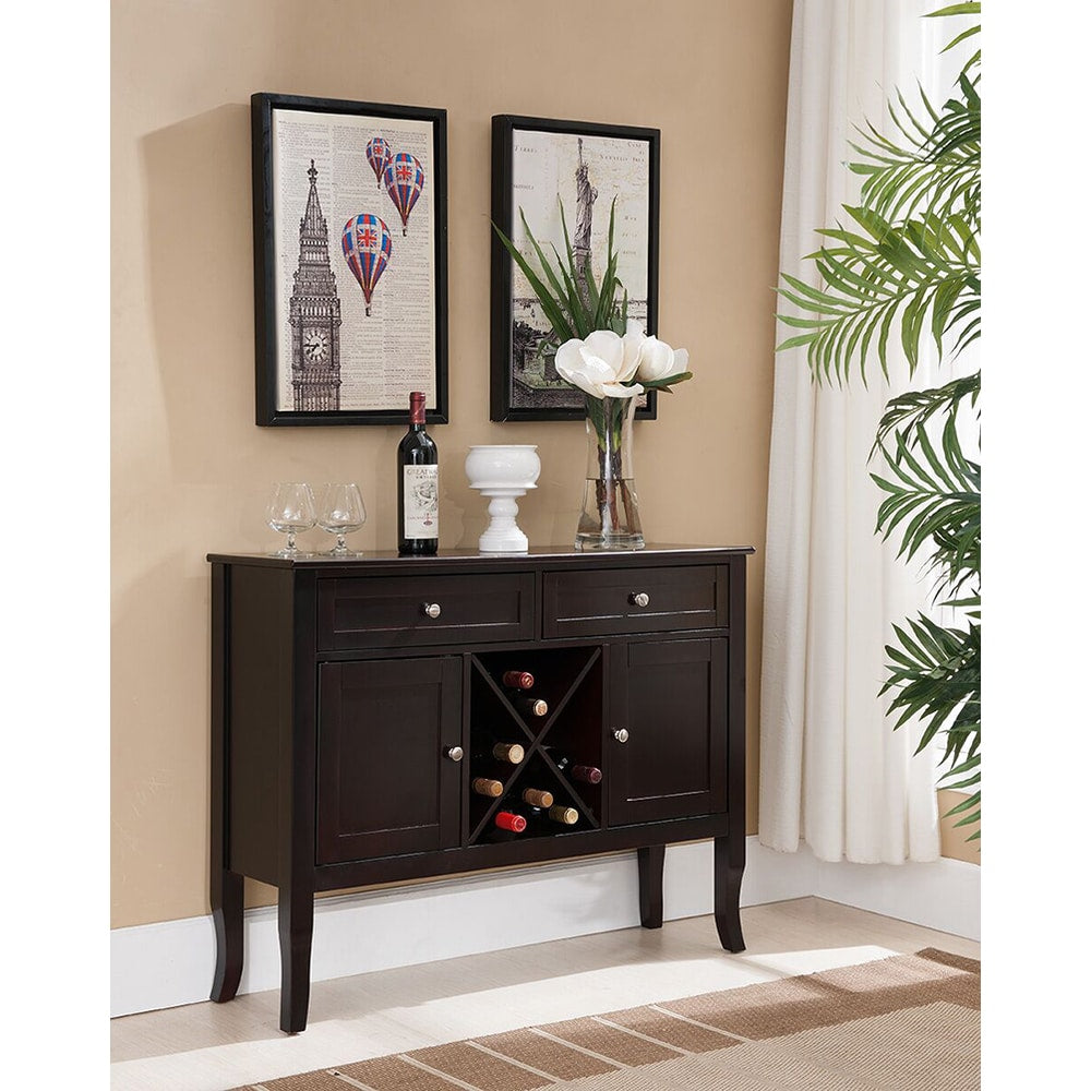 Copper Grove Sonfjallet Console Buffet Wine Rack Black Cherry