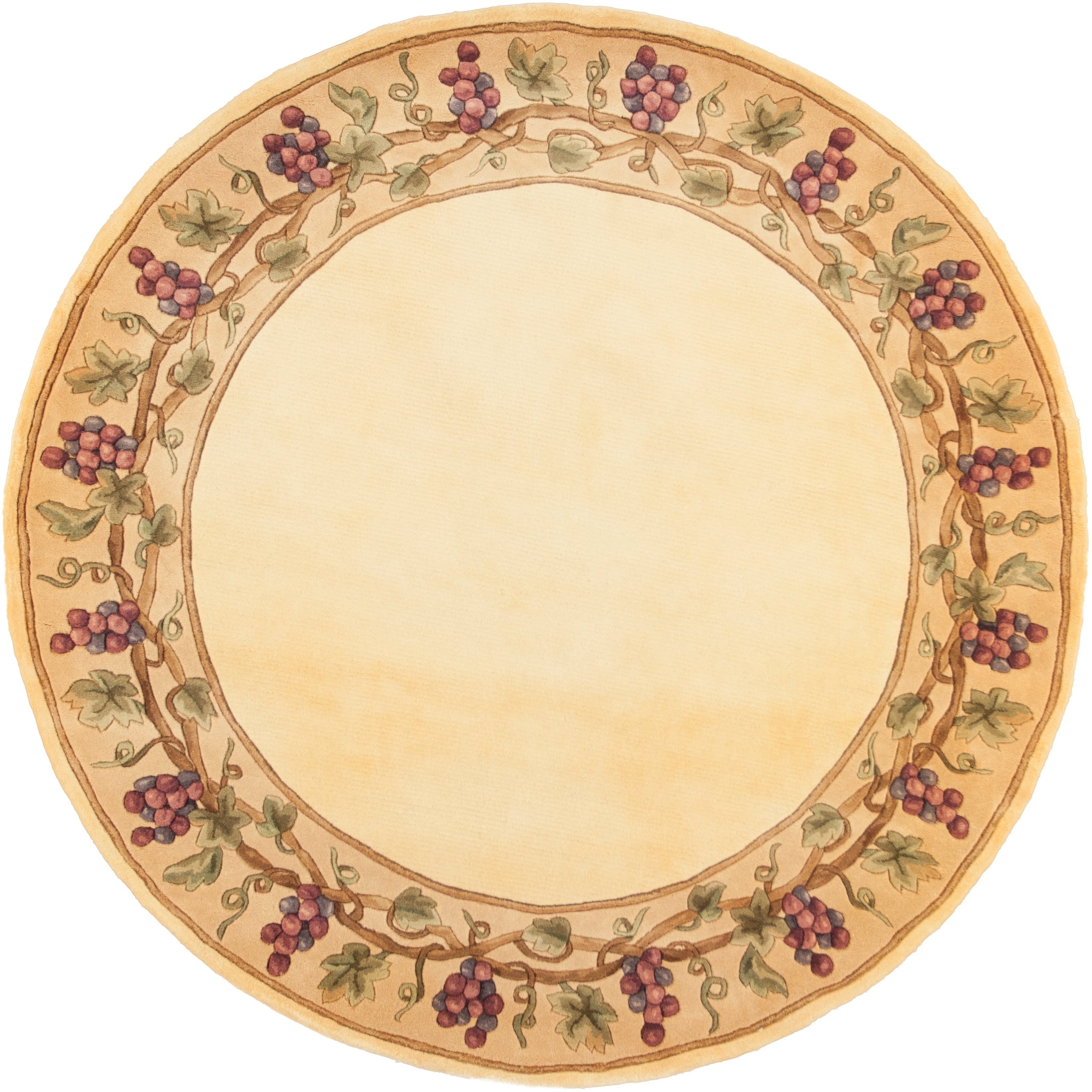 Kas Emerald Ivory Grapes Border Round Rug 56 Round