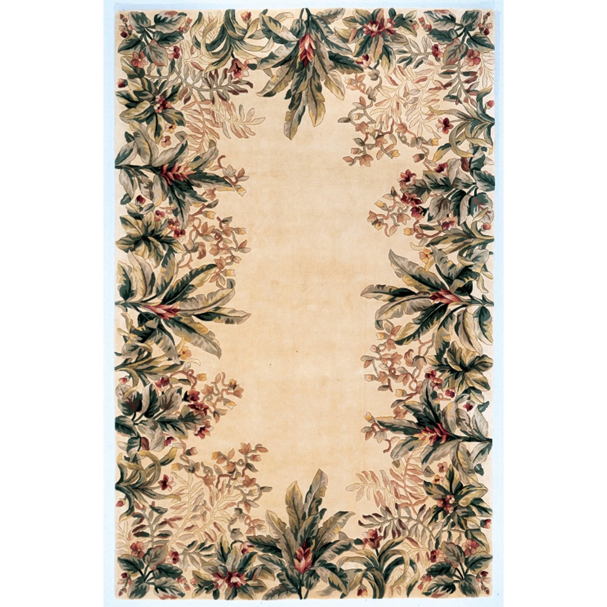 Kas Emerald Sage Tropical Border Rug 93 X 133