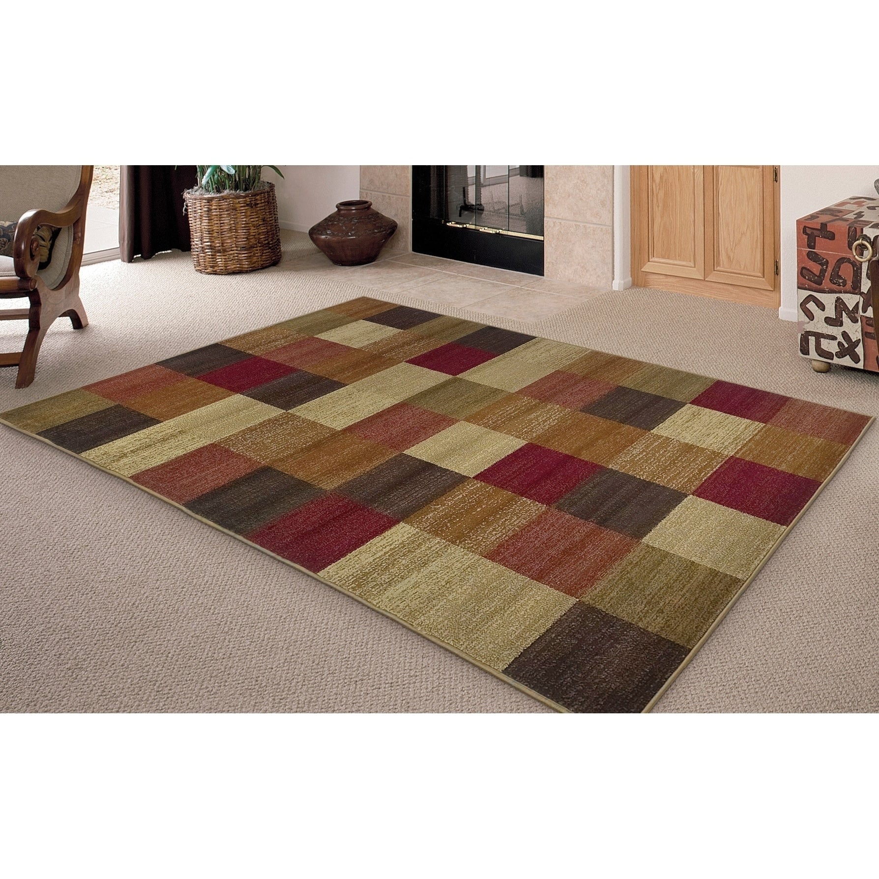 Kas Lifestyles Beige Squares Rug 710 X 910