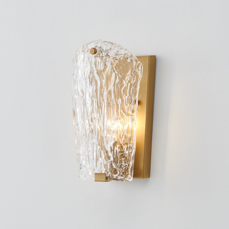 Kawoti 1 Light Gold Wall Sconces With Clear Textured Glass Shade Modern Wall Light For Bathroom Living Room