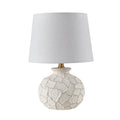 Kawoti 15.75 In. Cream And Grey Textured Ceramic Coastal Table Lamp With Beige Linen Shade For Living Room D11 H15.75