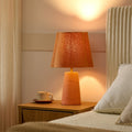 Kawoti 18.5 In. Natural Textured Cement Table Lamp With Velvet Fabric Shade For Living Room And Bedside D11 H18.5