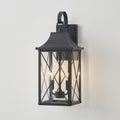 Kawoti 2 Light Black Lantern Outdoor Sconce With Clear Glass Shade W8.125 H19.5 E9