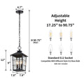 Kawoti 2 Light Outdoor Lantern Pendant Light With Clear Tempered Glass No Motion Sensing W D8.25 H14.25 17.25 90.75
