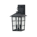 Kawoti 2 Light Sandy Black Hardwired Outdoor Wall Lantern Sconce With Clear Tempered Glass W8.25 E9.25 H15.5