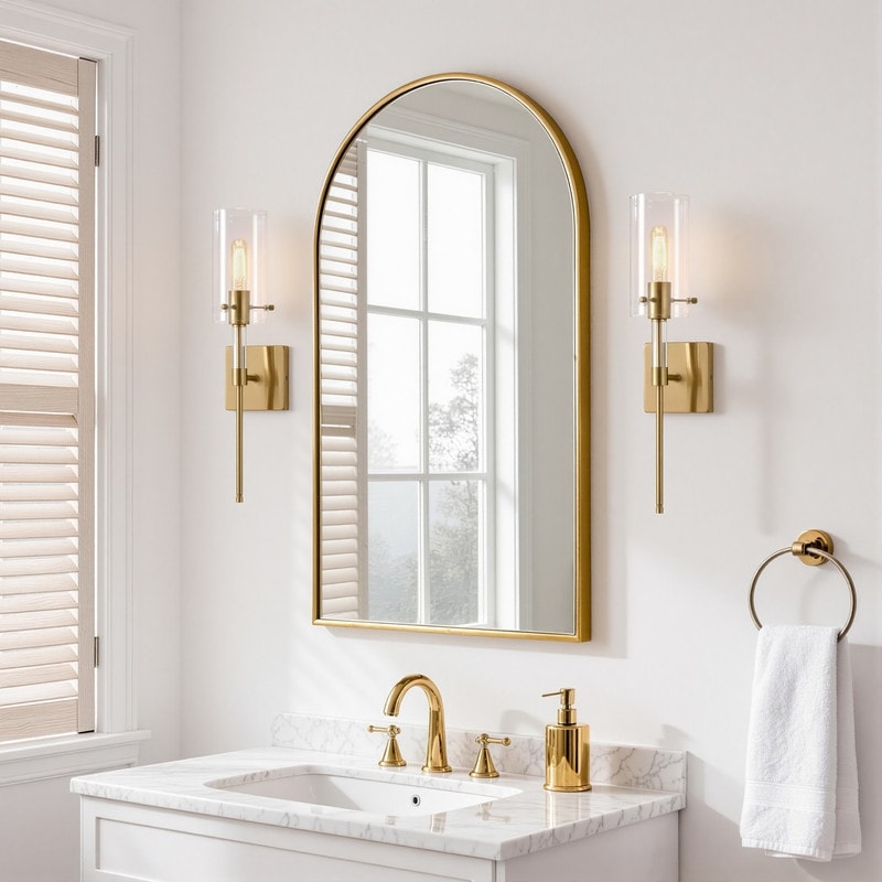 Kawoti 20.25 In. Brushed Gold Modern Cylinder Wall Sconce Set With Clear Glass Shade Set Of 2