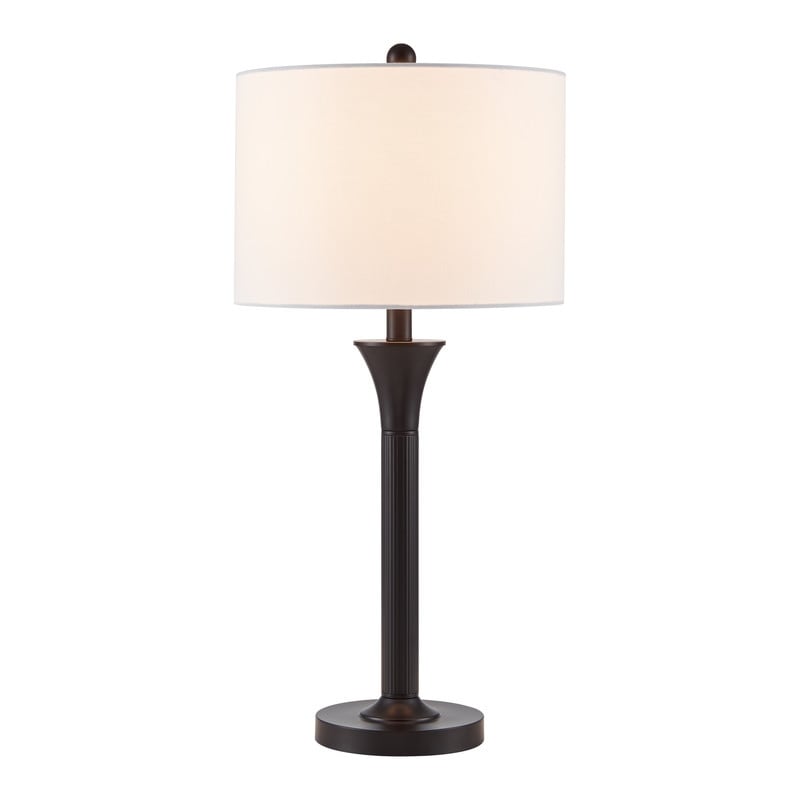 Kawoti 28 Black Metal Transitional Table Lamp For Living Room With White Linen Shade D13 H28