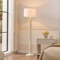 Kawoti 61.5 In. Painted Gray Standard Floor Lamp With Carved Texture Base And White Fabric Shade D15.75 H61.5