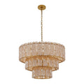 Kawoti 8 Light Gold 3 Tiered Chandelier Light Fixture With Amber Textured Glass Shade D27.75 H19.25 23.5 93.5