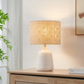 Kawoti Modern White Ceramic Table Lamp With Floral Cutting Shade W11 X H17.25