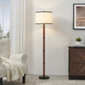 Kawoti Traditional Farmhouse Brown Accent Floor Lamp With Drum Shade W16 X H63