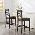 Kd Furnishings Moss Heather Seat Wood Double Crossback Counter Height Stools Set Of 2