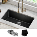 Kraus Kgu 413B Undermount 31 In 1 Bowl Granite Kitchen Sink Black Onyx Strainer Towel