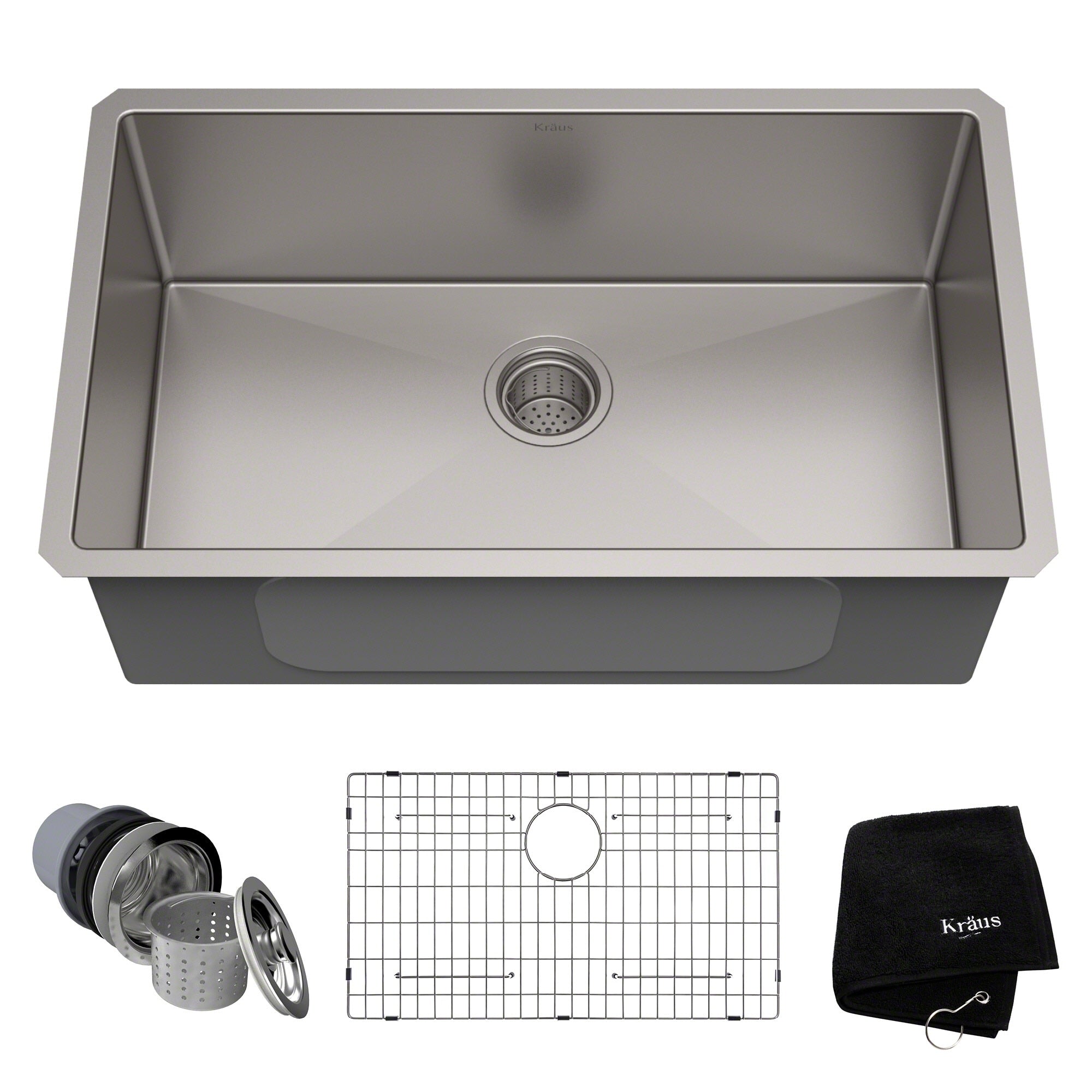 Kraus Khu100 30 Standart Pro Undermount 30 Inch 16 Gauge Single Bowl Satin Stainless Steel Kitchen Sink