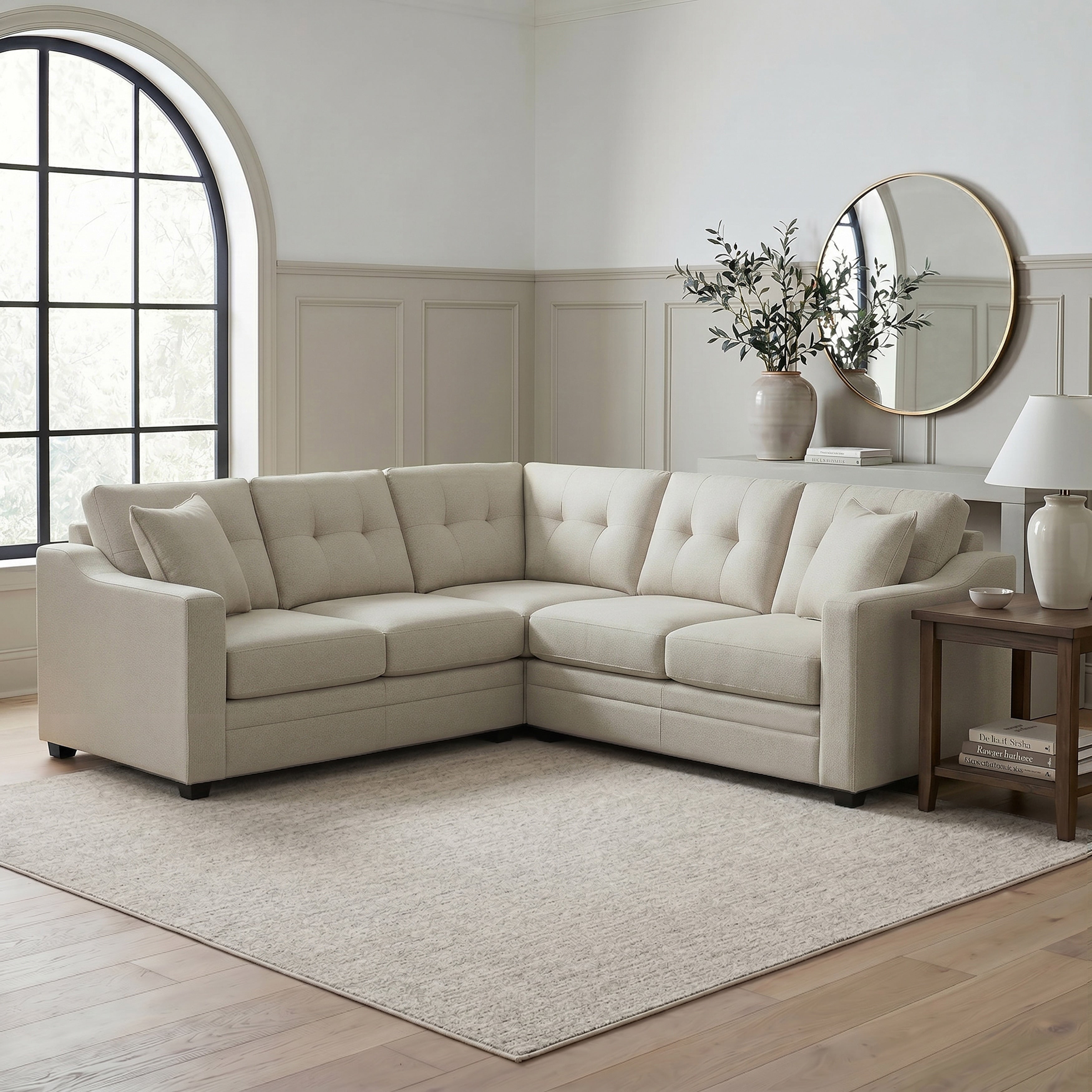 Kyvos Mallory Modular Upholstered 5 Seater Square Arm L Shaped Sectional