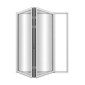 Kamic Elite Fold 72 X 96 2 Panel Aluminum Folding Door In White With Hidden Hinges Rollers Folded Out From Right To Left